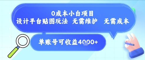 0成本小白项目,设计平台贴图玩法,无需维护,无需成本,单账号单月可产生收益4k+-青禾学社