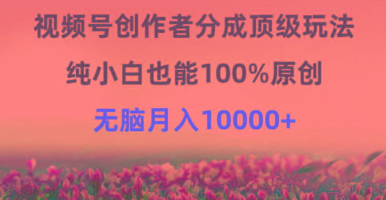 (9608期)视频号创作者分成顶级玩法，纯小白也能100%原创，无脑月入10000+-青禾学社