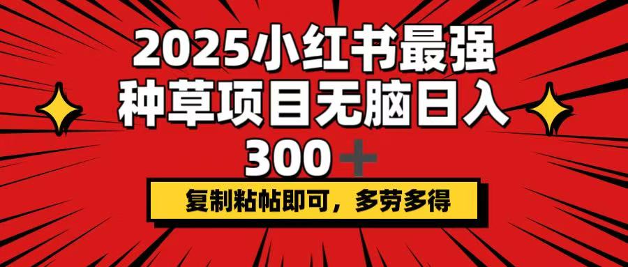 2025小红书最强种草项目,无脑日入300+,复制粘帖即可,多劳多得-青禾学社
