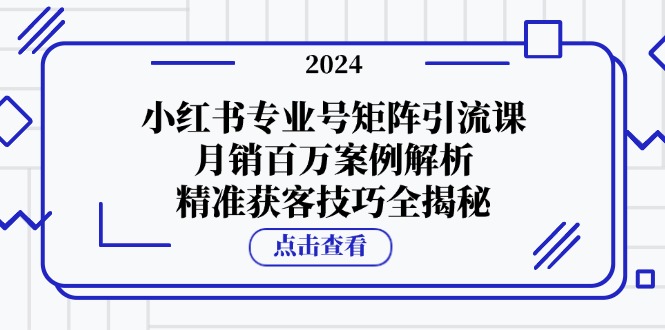 小红书专业号矩阵引流课，月销百万案例解析，精准获客技巧全揭秘-青禾学社