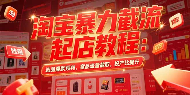 淘宝暴力截流起店教程:选品爆款预判,竞品流量截取,投产比提升-青禾学社