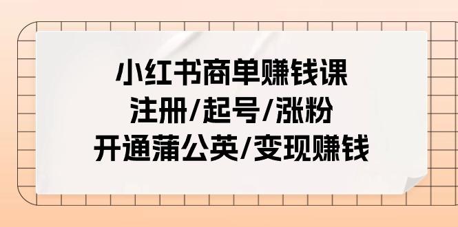 小红书商单赚钱课：注册/起号/涨粉/开通蒲公英/变现赚钱(25节课)-青禾学社