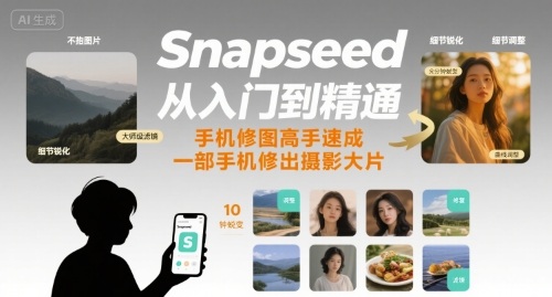 Snapseed从入门到精通，手机修图高手速成，一部手机就能修出摄影大片-青禾学社