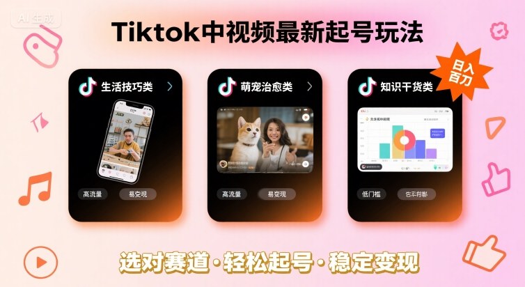 Tiktok中视频最新起号玩法，想要日入百刀，做好这几个赛道就可以了-青禾学社