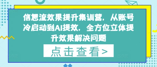 信息流效果提升集训营,从账号冷启动到AI提效,全方位立体提升效果解决问题-青禾学社