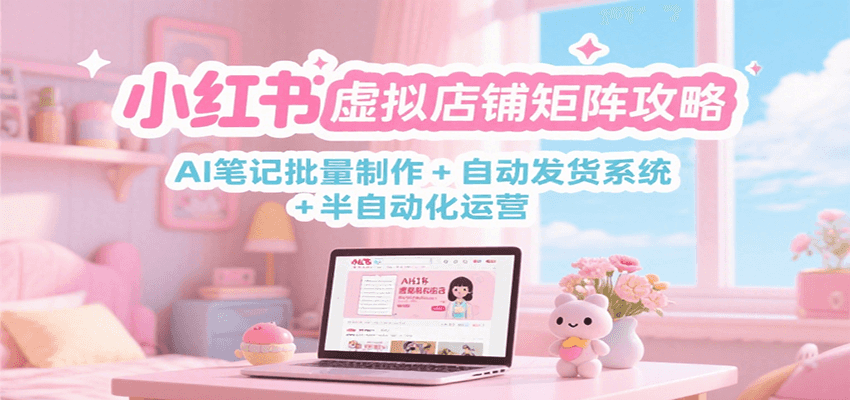 小红书虚拟店铺矩阵攻略:AI笔记批量制作 + 自动发货系统 + 半自动化运营-青禾学社