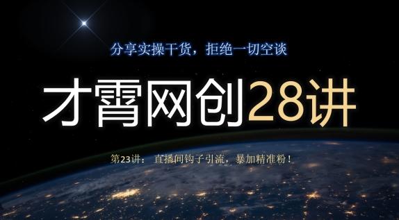 才霄网创28讲第23讲:直播间钩子引流,暴加精准粉!-青禾学社