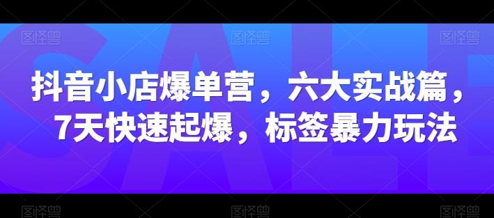 抖音小店爆单营，六大实战篇，7天快速起爆，标签暴力玩法-青禾学社