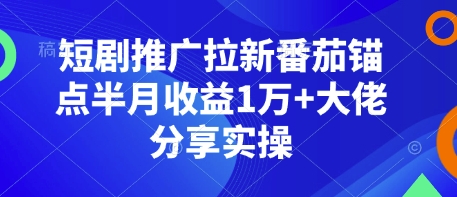 短剧推广拉新番茄锚点半月收益1万+大佬分享实操-青禾学社