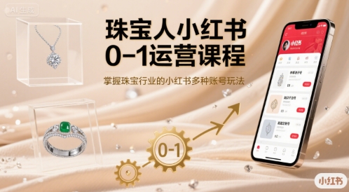 珠宝人小红书0-1运营课程,掌握珠宝行业的小红书多种账号玩法-青禾学社