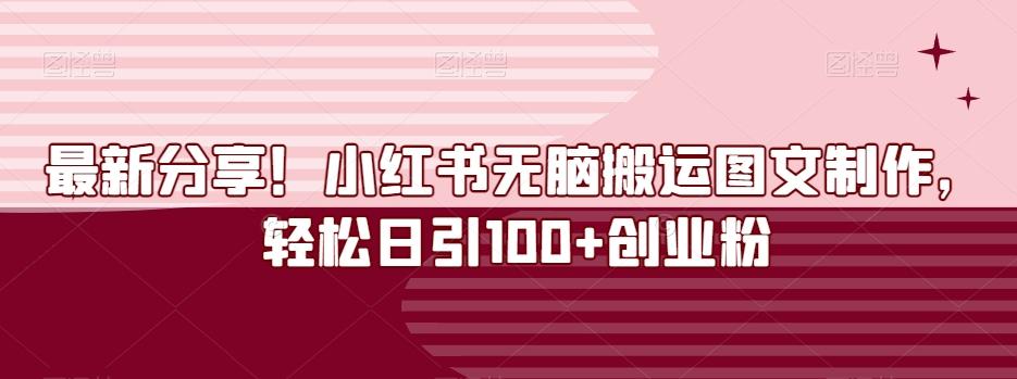 最新分享!小红书无脑搬运图文制作,轻松日引100+创业粉-青禾学社