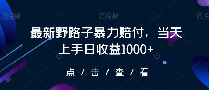 最新野路子暴力赔付,当天上手日收益1000+【仅揭秘】-青禾学社