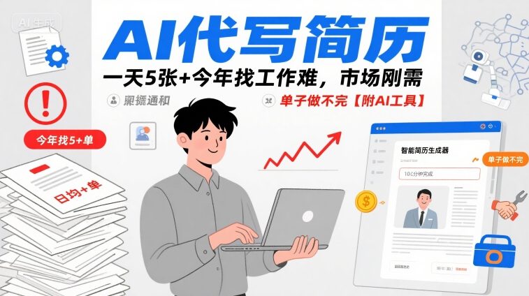 AI代写简历，一天5张+今年找工作难，市场刚需，单子做不完【附AI工具】-青禾学社