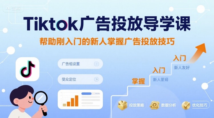 Tiktok广告投放导学课,帮助刚入门的新人掌握广告投放技巧-青禾学社