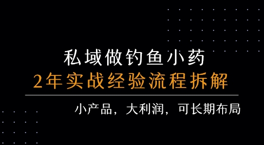 私域做钓鱼小药 每单利润3张+ 详细流程拆解-青禾学社