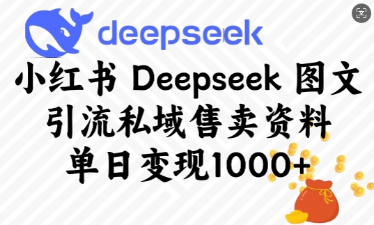 小红书Deepseek图文引流私域售卖资料,单日变现多张-青禾学社