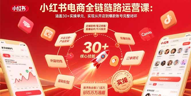 小红书电商全链路运营课:涵盖30+实操单元,实现从开店到爆款账号完整闭环-青禾学社
