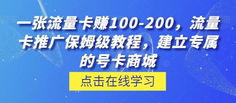 一张流量卡赚100-200,流量卡推广保姆级教程,建立专属的号卡商城-青禾学社