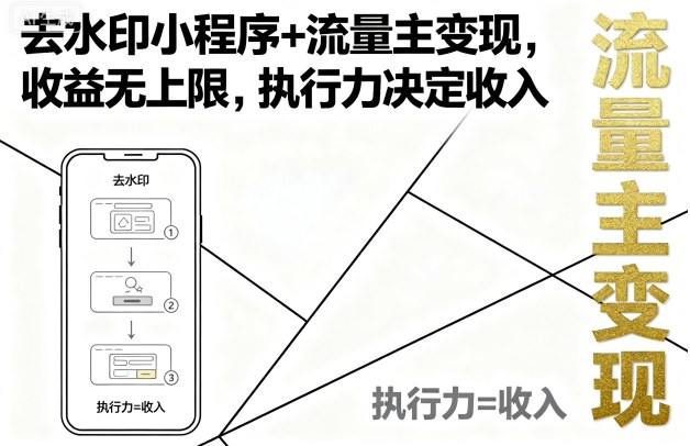 去水印小程序+流量主变现,收益无上限,执行力决定收入-青禾学社