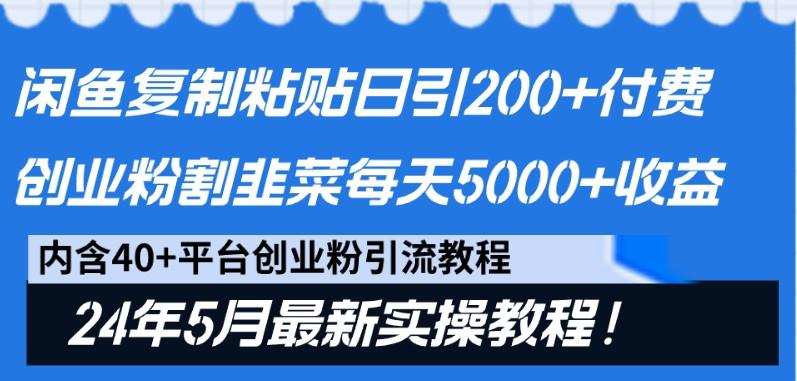闲鱼复制粘贴日引200+付费创业粉,24年5月最新方法!割韭菜日稳定5000+收益-青禾学社
