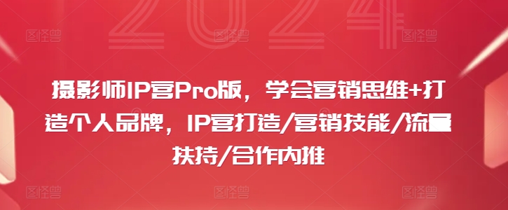 摄影师IP营Pro版,学会营销思维+打造个人品牌,IP营打造/营销技能/流量扶持/合作内推-青禾学社