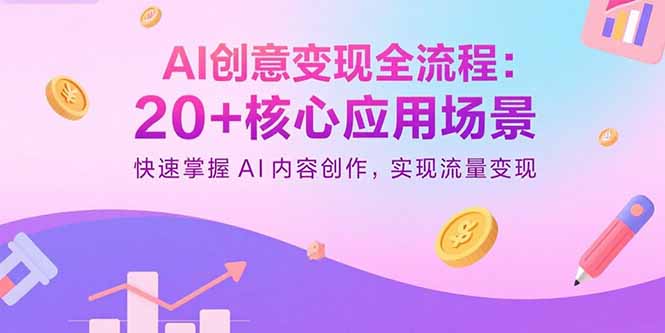 AI创意变现全流程:20+核心应用场景,快速掌握AI内容创作,实现流量变现-青禾学社