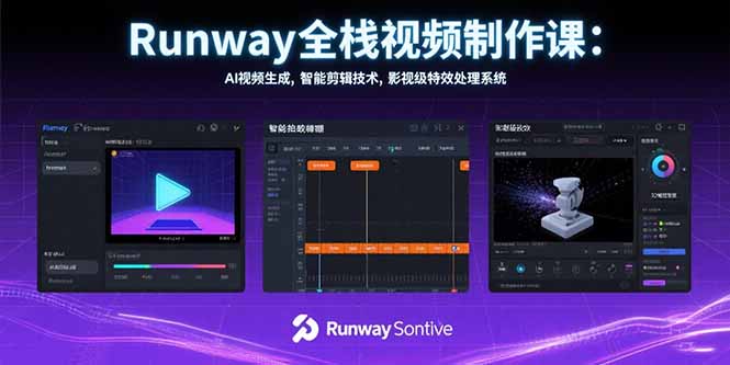 Runway全栈视频制作课:AI视频生成,智能剪辑技术,影视级特效处理系统-青禾学社