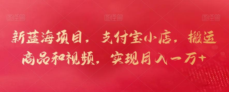 新蓝海项目,支付宝小店,搬运商品和视频,实现月入一万+【揭秘】-青禾学社