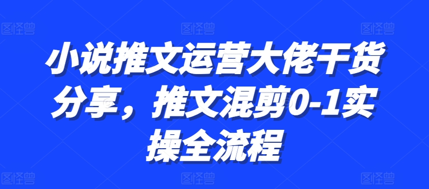小说推文运营大佬干货分享,推文混剪0-1实操全流程-青禾学社
