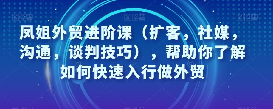 凤姐外贸进阶课（扩客，社媒，沟通，谈判技巧），帮助你了解如何快速入行做外贸-青禾学社
