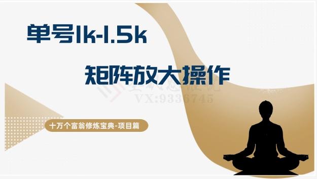 十万个富翁修炼宝典15.单号1k-1.5k,矩阵放大操作-青禾学社