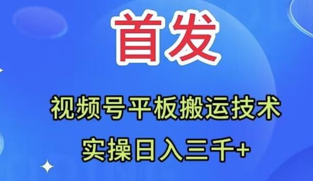 全网首发:视频号平板搬运技术,实操日入三千+-青禾学社
