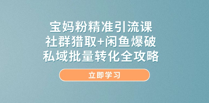 宝妈粉精准引流课,社群猎取+闲鱼爆破,私域批量转化全攻略-青禾学社