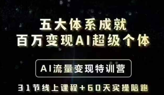 五大体系成就百万变现AI超级个体- AI流量变现特训营,一步一步教你一个人怎么年入百W-青禾学社