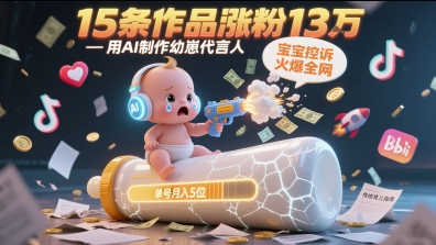 用AI制作幼崽代言人，宝宝的控诉火爆全网，15条作品涨粉13W，单号月入5位数实操教程-青禾学社