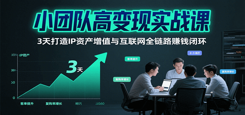 小团队高变现实战课，3天打造IP资产增值与互联网全链路赚钱闭环(第二期)-青禾学社