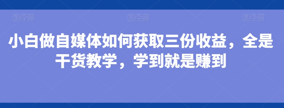 小白做自媒体如何获取三份收益,全是干货教学,学到就是赚到-青禾学社