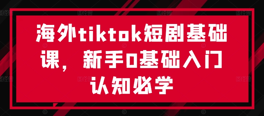 海外tiktok短剧基础课，新手0基础入门认知必学-青禾学社