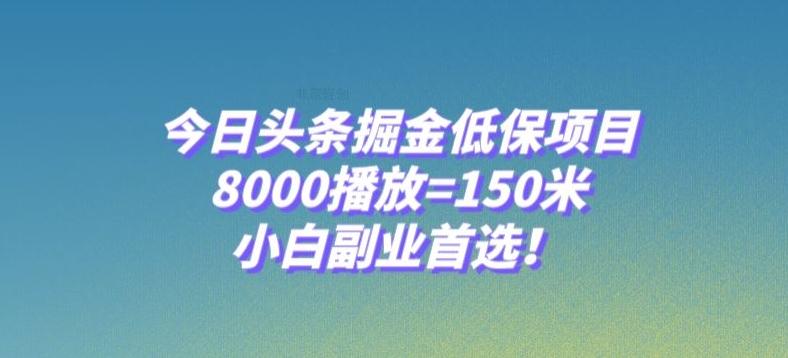 今日头条掘金低保项目,8000播放=150米,小白副业首选【揭秘】-青禾学社