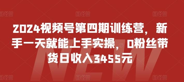 2024视频号第四期训练营，新手一天就能上手实操，0粉丝带货日收入3455元-青禾学社