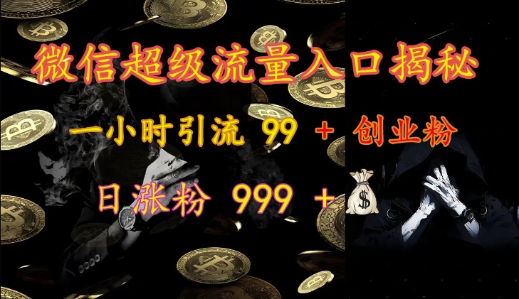 微信超级流量入口揭秘:一小时引流 99 + 创业粉,日涨粉 999 +-青禾学社