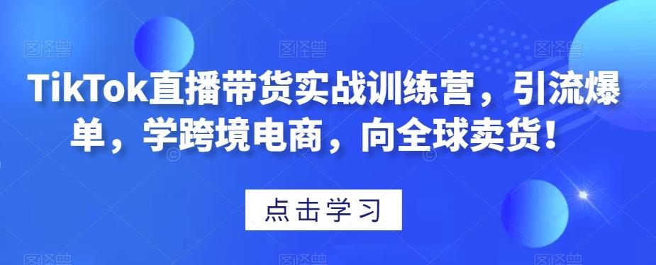 TikTok直播带货实战训练营，引流爆单，学跨境电商，向全球卖货！-青禾学社