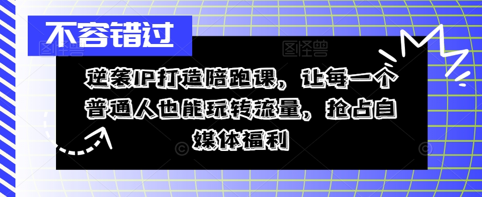 逆袭IP打造陪跑课,让每一个普通人也能玩转流量,抢占自媒体福利-青禾学社