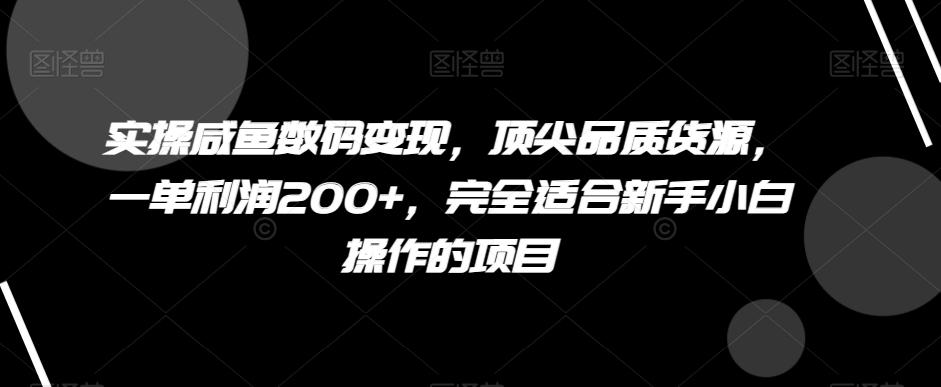 实操咸鱼数码变现,顶尖品质货源,一单利润200+,完全适合新手小白操作的项目【揭秘】-青禾学社