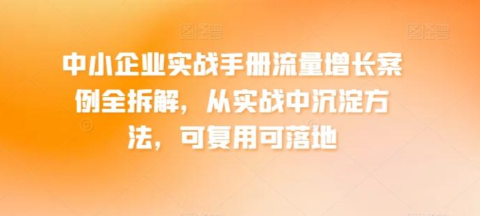 中小企业实战手册流量增长案例全拆解,从实战中沉淀方法,可复用可落地-青禾学社