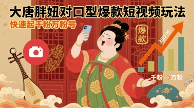 大唐胖妞对口型爆款短视频玩法,快速起千粉万粉号-青禾学社
