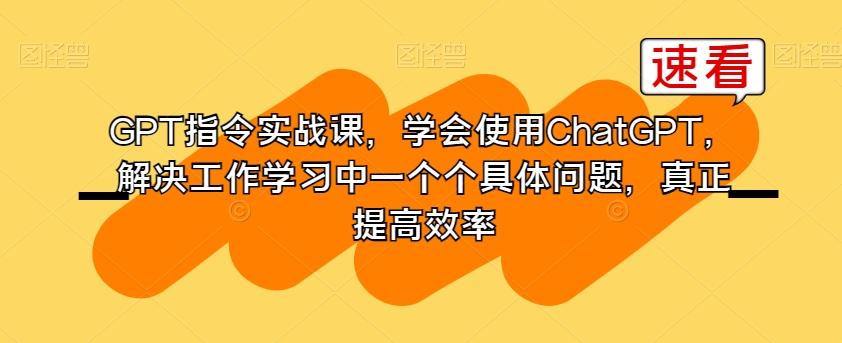 GPT指令实战课,学会使用ChatGPT,解决工作学习中一个个具体问题,真正提高效率-青禾学社