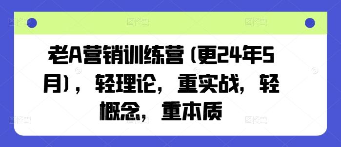 老A营销训练营(更24年6月),轻理论,重实战,轻概念,重本质-青禾学社