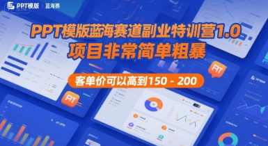 PPT模版蓝海赛道副业特训营1.0，项目非常简单粗暴，客单价可以高到150-200-青禾学社