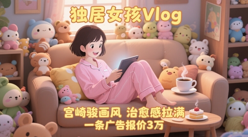 单个账号涨粉71W!用AI制作独居女孩Vlog,宫崎骏画风,治愈感拉满,一条广告报价3W-青禾学社